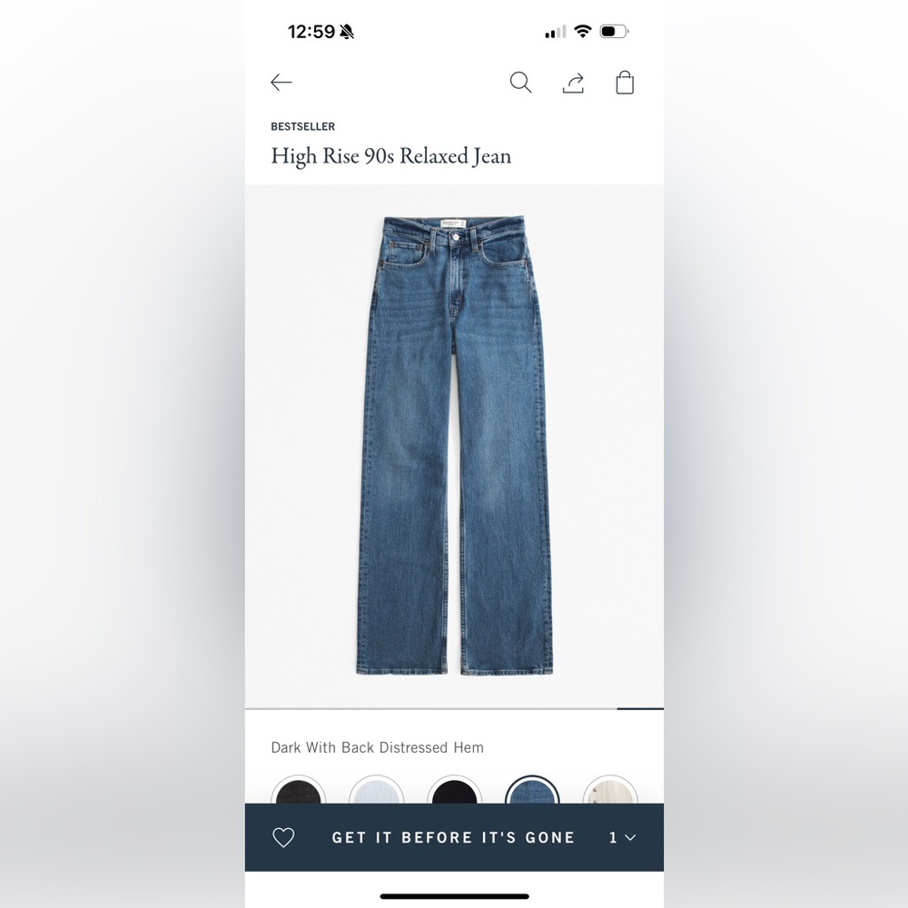 A&F High Rise 90s Relaxed Jean 25 Short